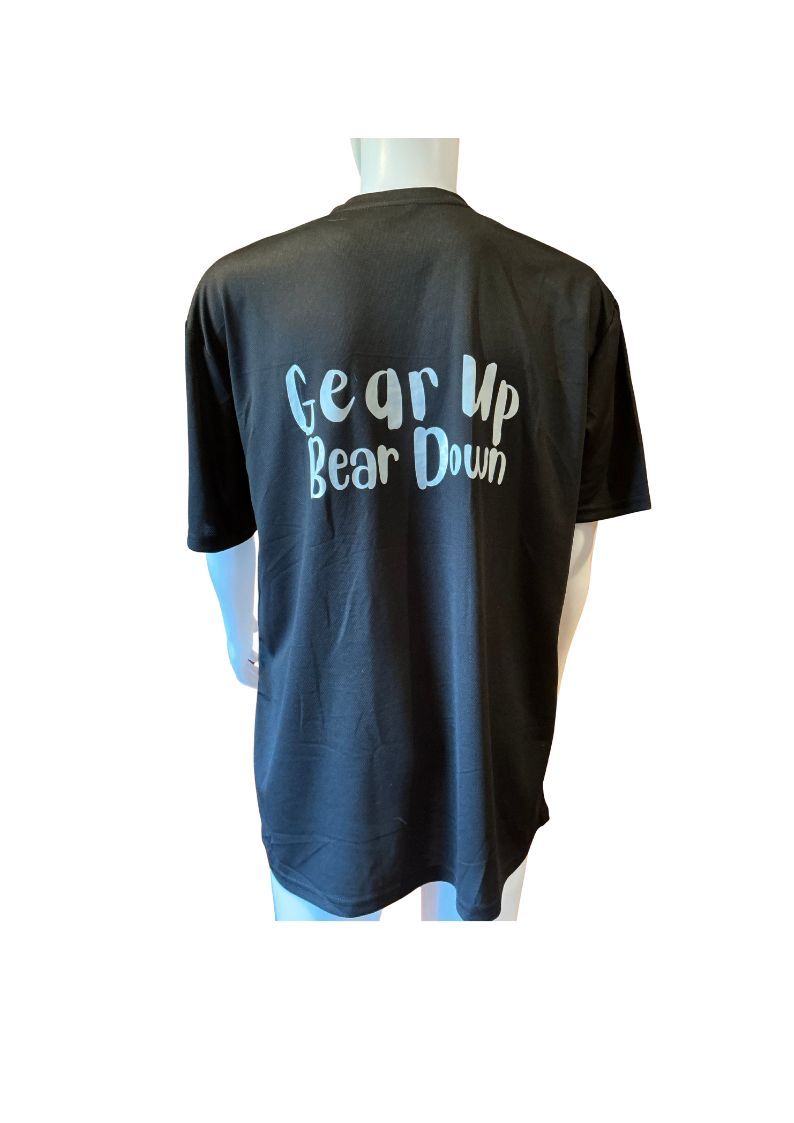Gear Up, Bear Down Tee in black - back view