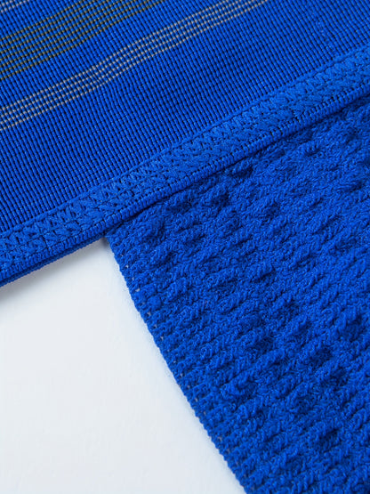 SportLift Jock – Men's Summer Mesh Thong | Breathable Athletic Fit, Blue with Grey Striped Waistband