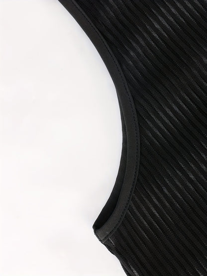 Men's Sheer Knit Tank Top – Slim Fit Transparent Mesh Sleeveless Shirt