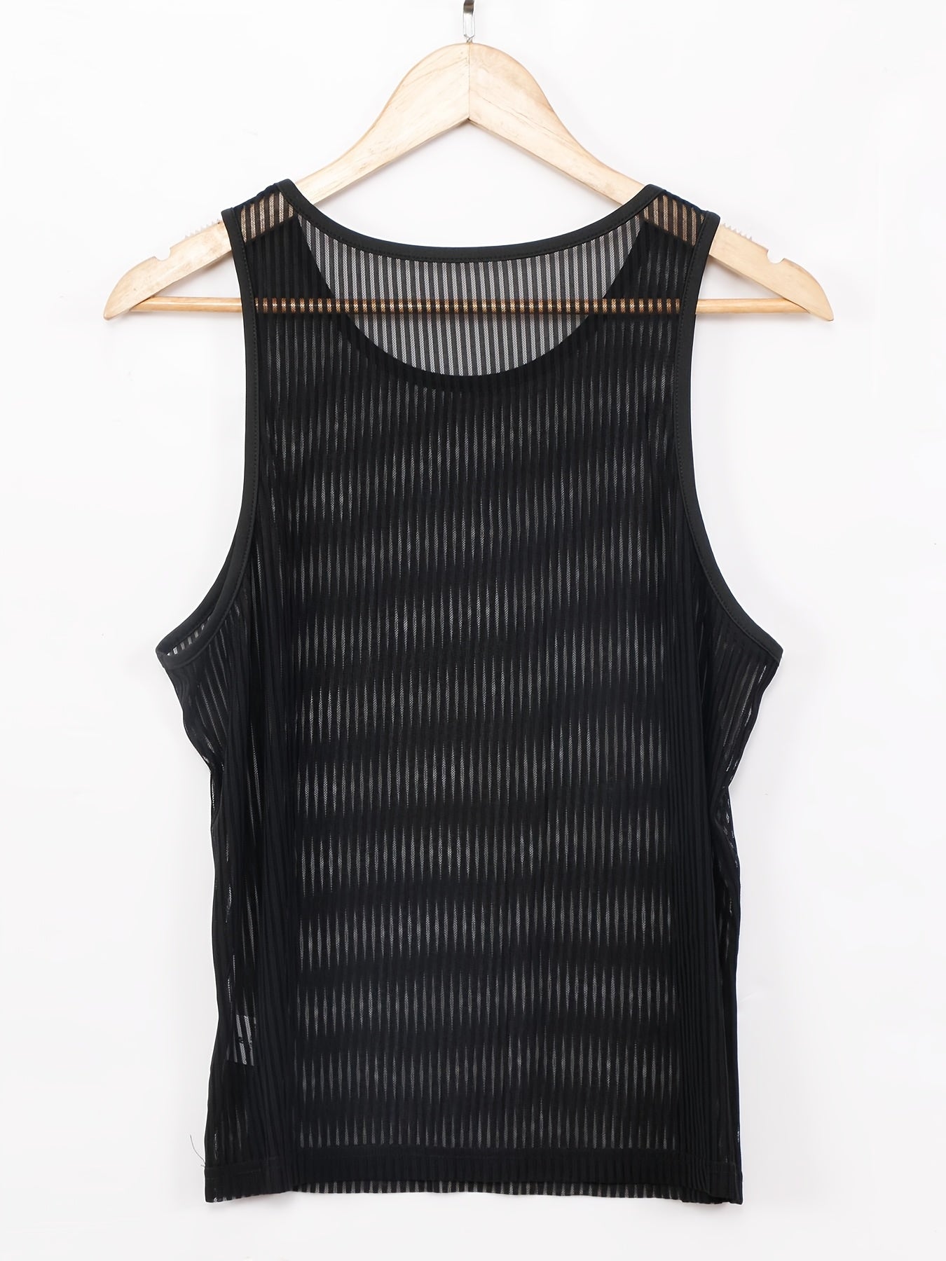 Men's Sheer Knit Tank Top – Slim Fit Transparent Mesh Sleeveless Shirt