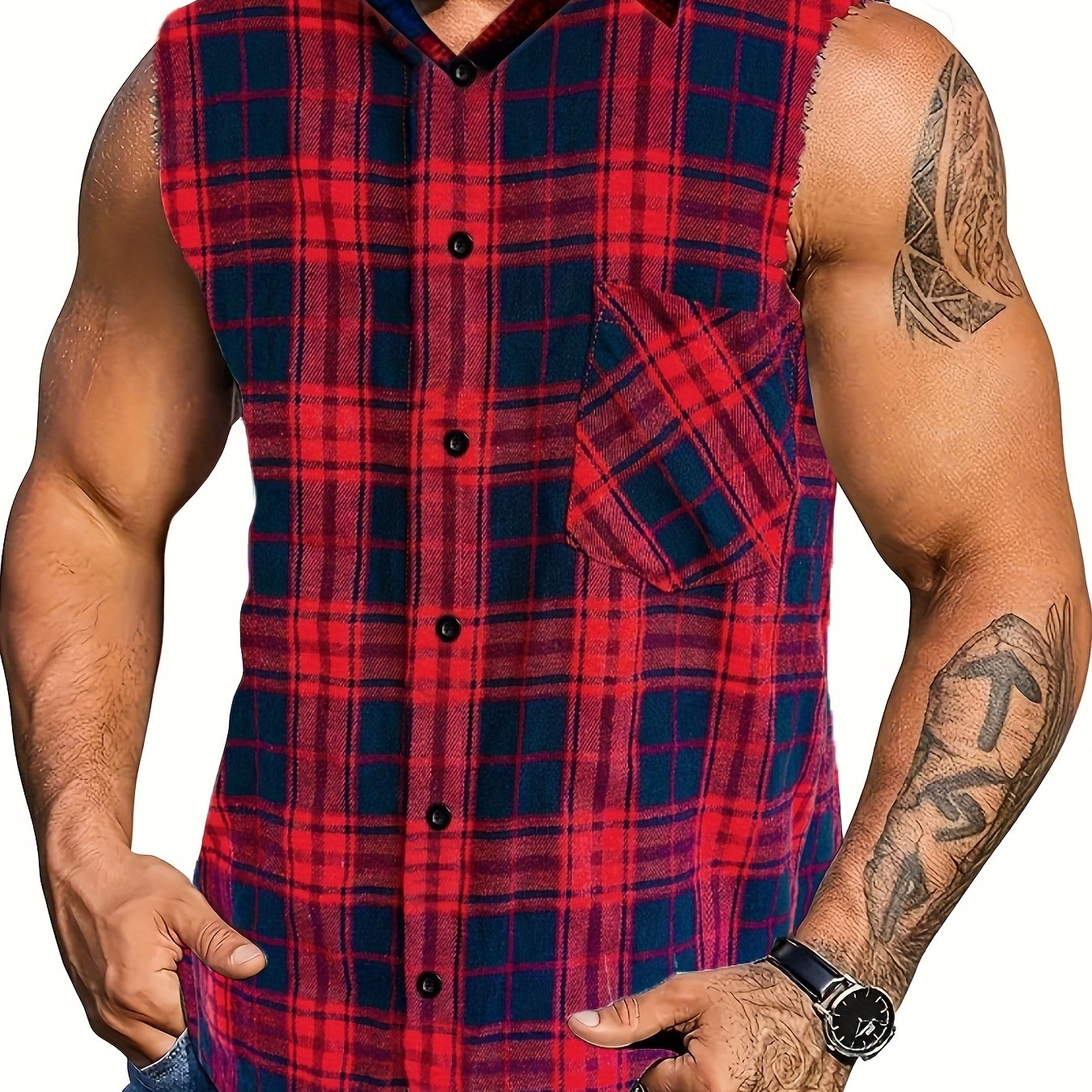 Lumberbear Sleeveless Plaid - detail view