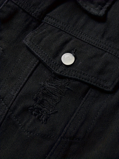 "Bad Boy Summer" Frayed Black Denim Vest - view 4