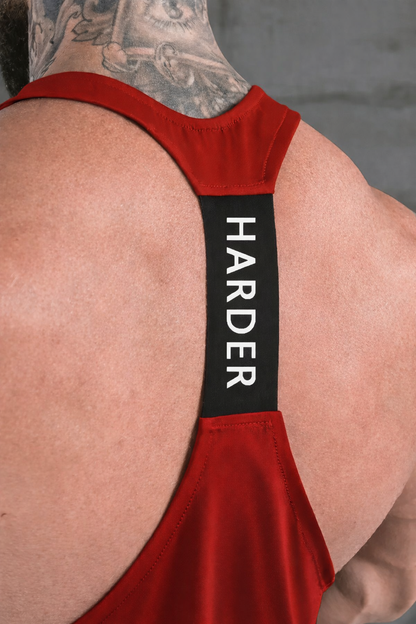 Go Harder Racerback Red Tank - back view
