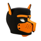 Pup Play Hood  Black & Orange - front view