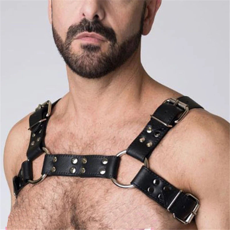 Heavy-Duty Leather Chest Harness  Adjustable Fetish Strap Gear for Gay Men - view 7