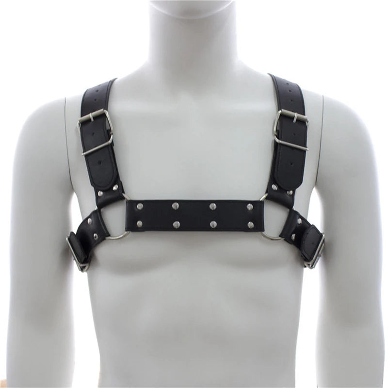Heavy-Duty Leather Chest Harness  Adjustable Fetish Strap Gear for Gay Men - view 8