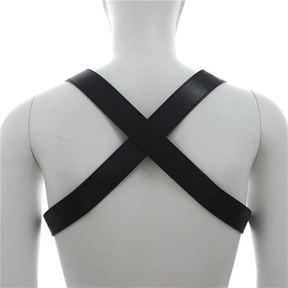 Heavy-Duty Leather Chest Harness  Adjustable Fetish Strap Gear for Gay Men - detail view