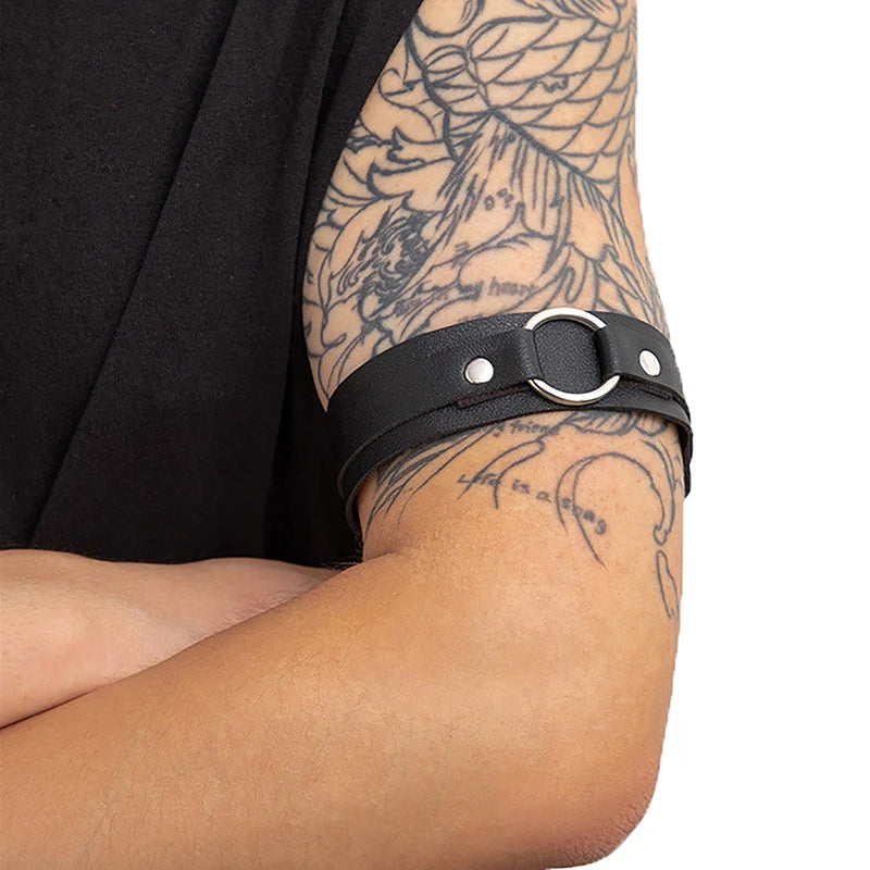 Men's Adjustable PU Leather Armband  Bold Fetish Strap with O-Ring - view 8