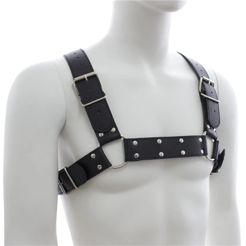 Heavy-Duty Leather Chest Harness  Adjustable Fetish Strap Gear for Gay Men - view 4