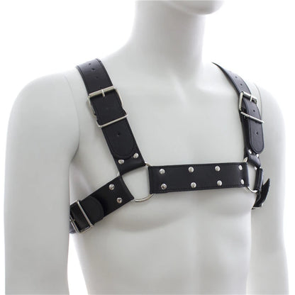 Heavy-Duty Leather Chest Harness  Adjustable Fetish Strap Gear for Gay Men - view 4