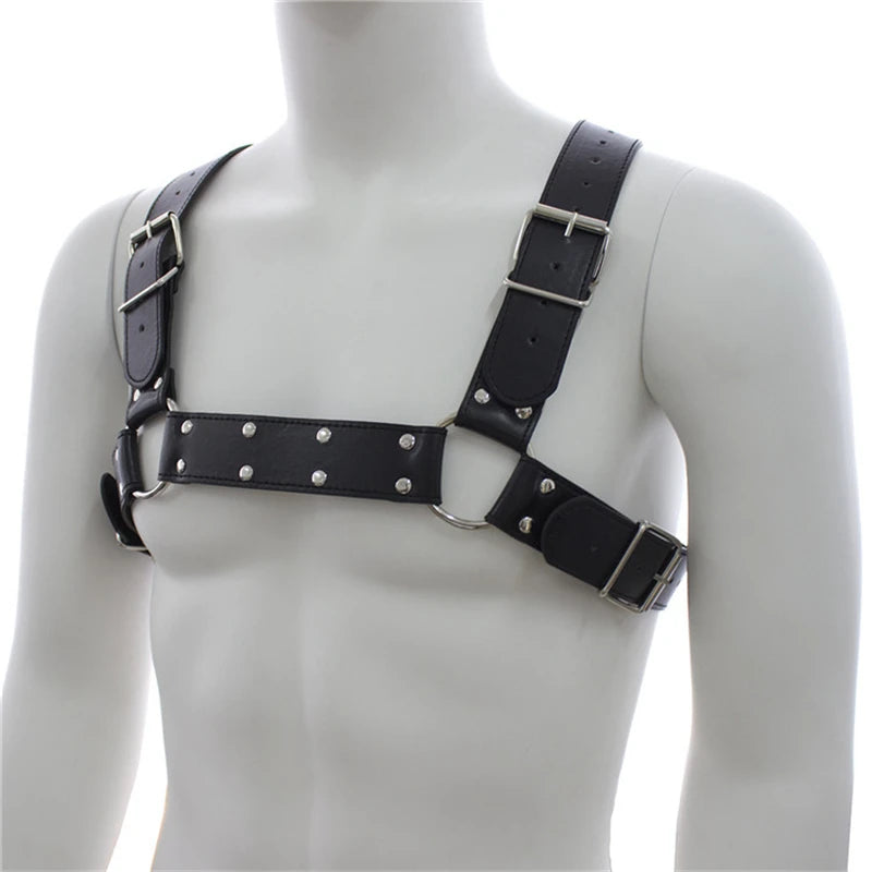 Heavy-Duty Leather Chest Harness  Adjustable Fetish Strap Gear for Gay Men - view 5