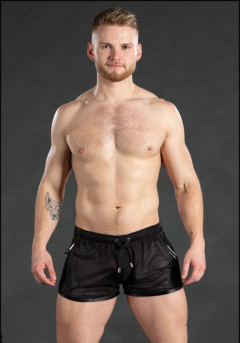 Black See-Through Club Shorts - detail view