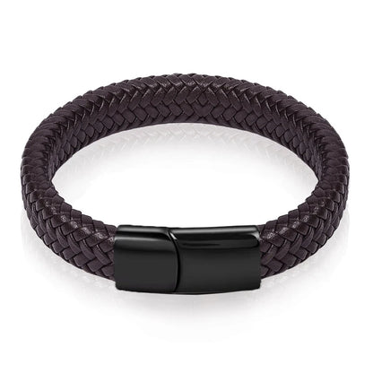 Mens Stylish Braided Leather Bracelet - back view