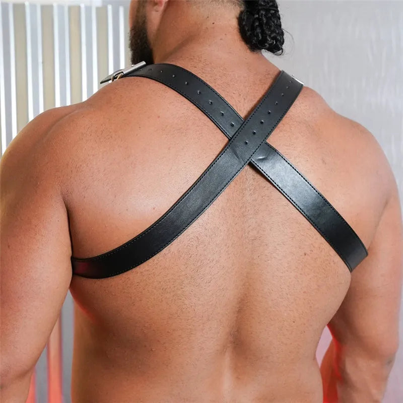 Heavy-Duty Leather Chest Harness  Adjustable Fetish Strap Gear for Gay Men - view 3