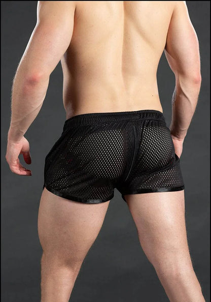Black See-Through Club Shorts - back view