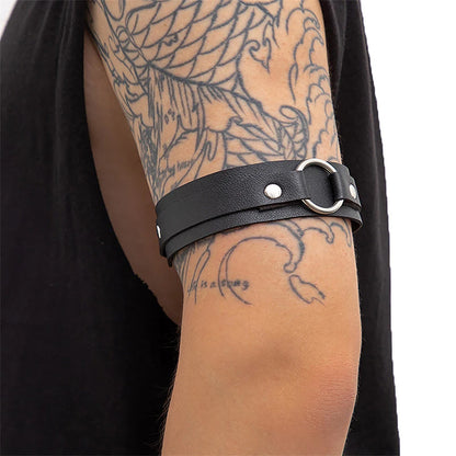 Men's Adjustable PU Leather Armband  Bold Fetish Strap with O-Ring - view 7