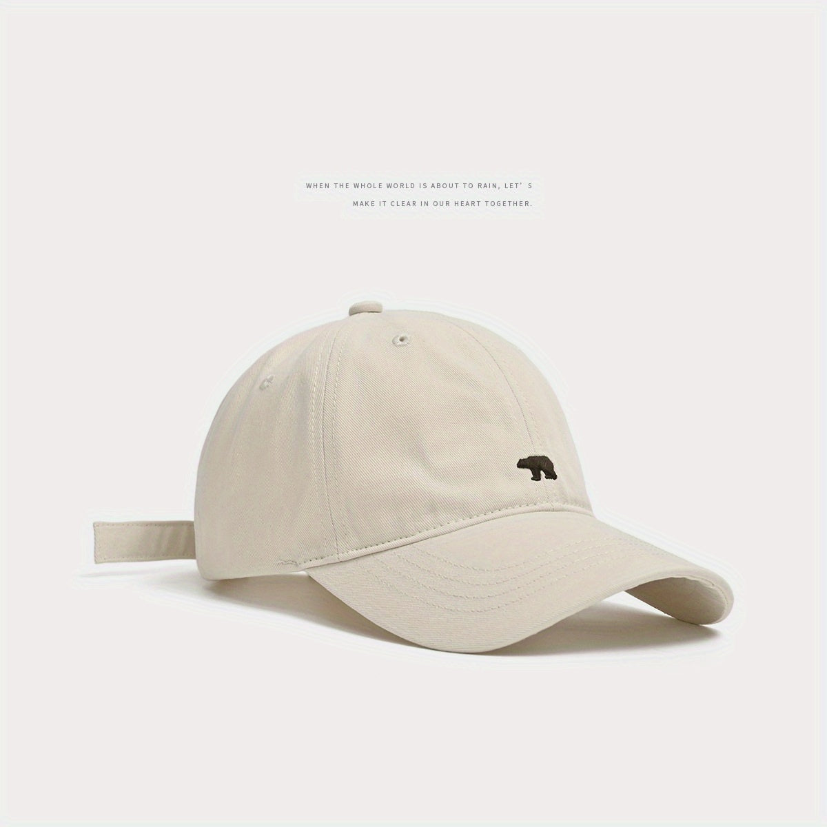 Bear It All Baseball Embroided Cap - Creamy White