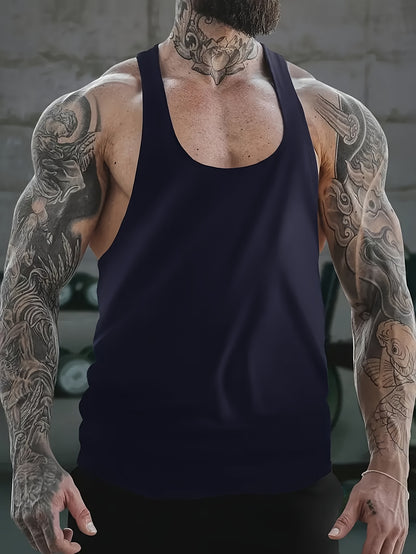 Go Harder Racerback Navy Tank - front view