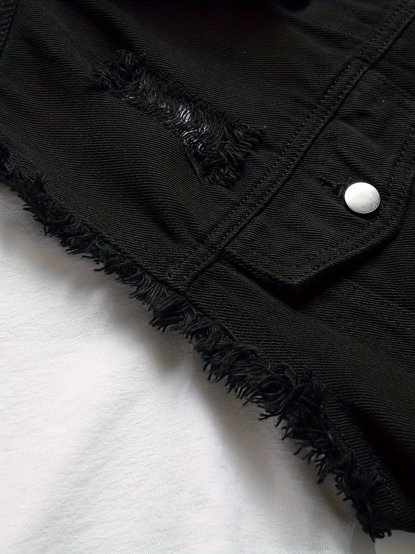 "Bad Boy Summer" Frayed Black Denim Vest - view 5