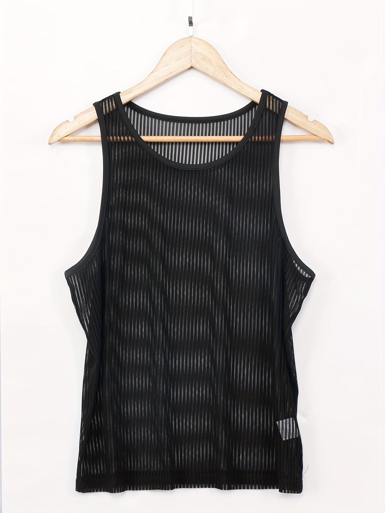 Men's Sheer Knit Tank Top – Slim Fit Transparent Mesh Sleeveless Shirt