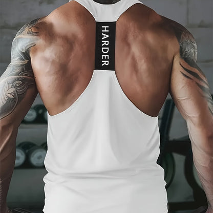 Go Harder Racerback White Tank - back view