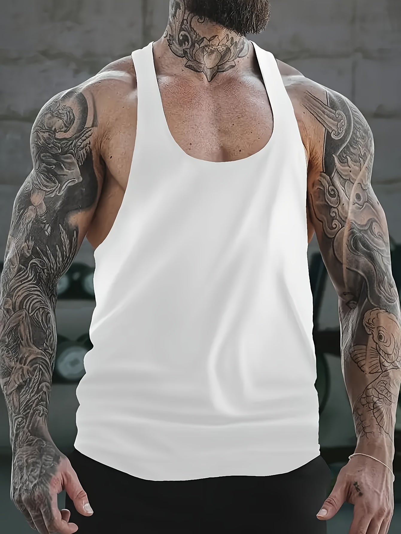 Go Harder Racerback White Tank - front view