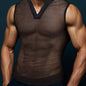 Men’s V-Neck Mesh Tease Tank – Bold Sleeveless Top for Parties, Play, and Steamy Summer Vibes