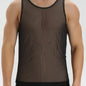 Men's Sheer Knit Tank Top – Slim Fit Transparent Mesh Sleeveless Shirt
